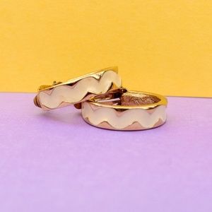 Givenchy Gold Tone Enamel Loop Clip-On Earrings